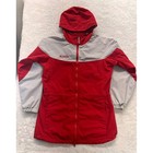 Columbia Women s Full Zip Hooded Lightweight Rain Jacket Red Gray