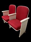 2 Theater Seats  Vintage Red Upholstered Tip-up Cinema Auditorium Seating  A8