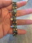Mary Demarco Signed Crystal Rhinestone Bracelet Blue Green Opalescent Statement