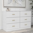 Modern White 6-drawer Dresser - Ample Bedroom Storage  Sturdy   Safe