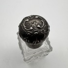 Antique Victorian Cut Glass Perfume Bottle W stopper   Silver Repousse Lid Read