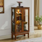 Lighted Curio Display Cabinet Tempered Glass Doors Adjustable Shelves 