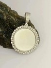 2 20ct Round Cut Moissanite Memorial Photo Pendant 14k White Gold Plated Silver