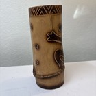 Hand Crafted Carved Bamboo Tumbler Or Vase From Puerto Rico 8   