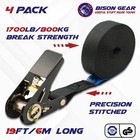 4 X 800kg 6m Ratchet Tie Down Straps - Premium Quality
