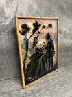 Vintage Reverse Painted Convex Glass Silhouette Picture 4  X 5  First Date