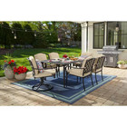 7-piece Outdoor Patio Dining Table Chairs Set Dark Brown Steel Cushions Swivel
