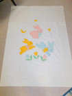 Vintage Vogart Stamped For Embroidery Tinted Baby Crib Blanket Panel Bunnies