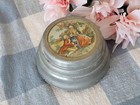 Vintage 40s Music Box Powder Puff Tin Victorian Courting Couple Vanity Decor