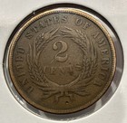 1866 Two Cent Piece Us 2c Copper Coin - F vf  u577 