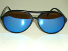 Vintage Revo Blue Mirrored Brown Crystal Lens Black Aviator Sunglasses W case
