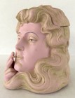 Schafer   Vater Pink Bisque Tobacco Jar Smoking Lady Art Nouveau C1890