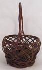 Antique Sewing Basket Wicker Brown Handle Small Victorian Open Weave