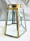 Vintage Hexagonal Beveled Glass Brass Lamp Shade  5    