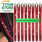 Hair Tinsel 8 Packs 1600 Strands 50 Inch Tinsel Hair Extensions Red Heat Resista