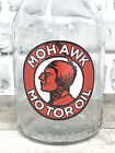 Vtg Style 1 Qt Glass Mohawk Motor Oil Master Oil Bottle W metal Top   Spout 14 