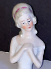 Antique German Porcelain  Pin Cushion Half Doll   3 1 8  Tall 