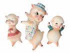 Vintage Anthropomorphic 3 Pig Wall Plaques Topline Py Miyao Mcm Holt Howard Era