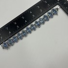 Vintage Weiss Blue Rhinestone Bracelet   Earrings Set Silver Tone Signed