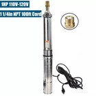 1hp 4  Deep Well Submersible Pump 33gpm 276ft Hmax 100ft Cord 1 1 4   Npt 110v