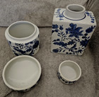 Providence Blue   White Floral Porcelain Ginger Style Jars   Set Of 2 Jars
