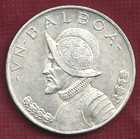 1947 Panama One Balboa - Large Uncirculated Silver Coin - Free Shipping