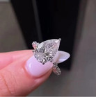 3 Tcw Pear Cut Moissanite Vintage Engagement Ring Solid 14k White Gold