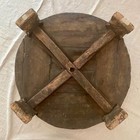 Antique Indian Chakki Grinding Table With Hand-carvings 30 5  Round  Cushion