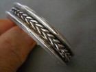 Southwestern Native American Navajo Braid Rope Sterl Silver Stamps Cuff Bracelet