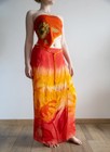 Hucke Vintage Sunflower Maxi Skirt Vibrant Orange   Red Summer Wrap Look  Size L