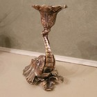 Ornate Elephant Head Trunk Cast Pewter Detailed Candle Holder Signed Unique Vtg