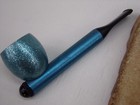 N o s Unsmoked Blue Metalflake Filtro Aluminum Made In U s a  Estate Pipe