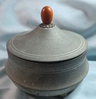 Vtg 1930s Music Box Works Powder Puff Jar With Bakelite Knob And Mirror