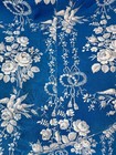 87x73 Antique French Fabric 1870 Prussian Love Blue Birds Roses Material Floral