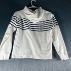 Tommy Hilfiger Boys Hoodie Size 12 White Striped Pullover Kangaroo Pocket Casual