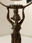 Antique Art Nouveau Deco Woman Figural Brass Sterling Vanity Mirror Victorian