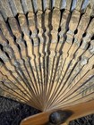 Vintage Asian Folding Hand Fan Wood Bamboo Paper Hand Painted Landscape Art Prop