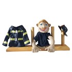 Sml Brooklyn T Guy Puppet Accurate With Black Shirt Firefighter Outfit   Stand