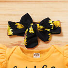 Newborn Baby Girl Sunflower Clothes Romper Tops Short Pants Headband Outfits Set
