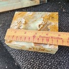 Vintage Banded Onyx Alabaster Trinket Box Marble Stone Jewelry Holder Boho Honey