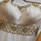 Layla Strapless Ball Gown Wedding Dress Size 10 White Gold Beading Corset Back