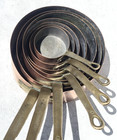 Vintage French Copper Pan Set Of 7 Tin Lining Bronze Handles Copper Rivets 8 8lb