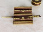Antique French Empire Style Ormolu-mounted Mahogany Inkwell And Pen Stand 19th C