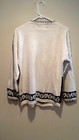 Vintage Tacky Teacher Cardigan Sweater - Crystal Kobe - Large L - White