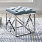 Modway Intersperse Tufted Velvet   Stainless Steel Ottoman In Silver sea Blue