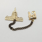 1964 White House Capitol Washington Dc Red Enamel Gold Tone Lapel Pin W Chain