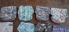 Reusable Diapers Lot Of 9  Thirsties Aio  Alva Baby  Flips   Adjustable Snap