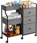 Baby Organizer And Storage Cart 3-tier Baby Rolling Cart With Dividers And Drawe