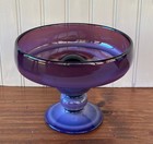 Vintage Mid Century Modern Amethyst Art Glass Pedestal Bowl - Scandinavian Style