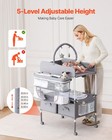 Foldable Baby Changing Diaper Station With Side Basket   Hanging Rod Gray